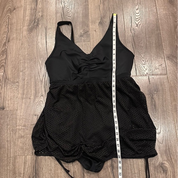SWIM BY CACIQUE DRESS SWIMSUIT PLUS Size 20BLACK Mesh Crochet ONE PIECE Beach - Picture 11 of 11